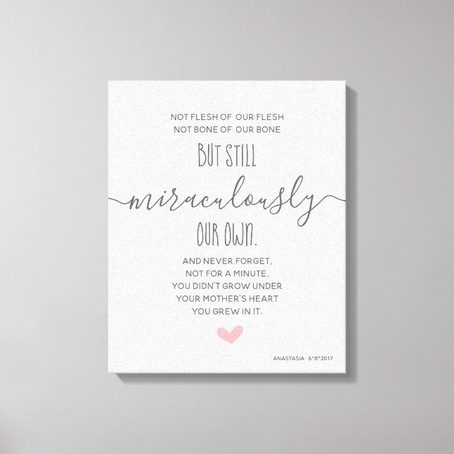 Toile Cadeau personnalisé personnalisé le jour de l'adop (Recto)