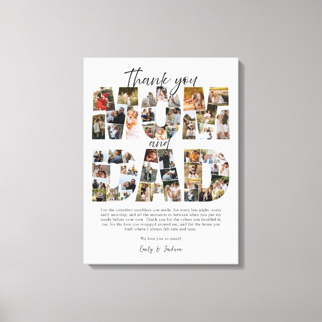 Toile Cadeau pour maman et papa Collage de photos de fam (Recto)