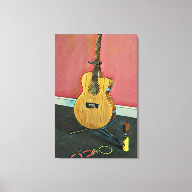 Toile Cadeau pour musicien guitariste (Recto)