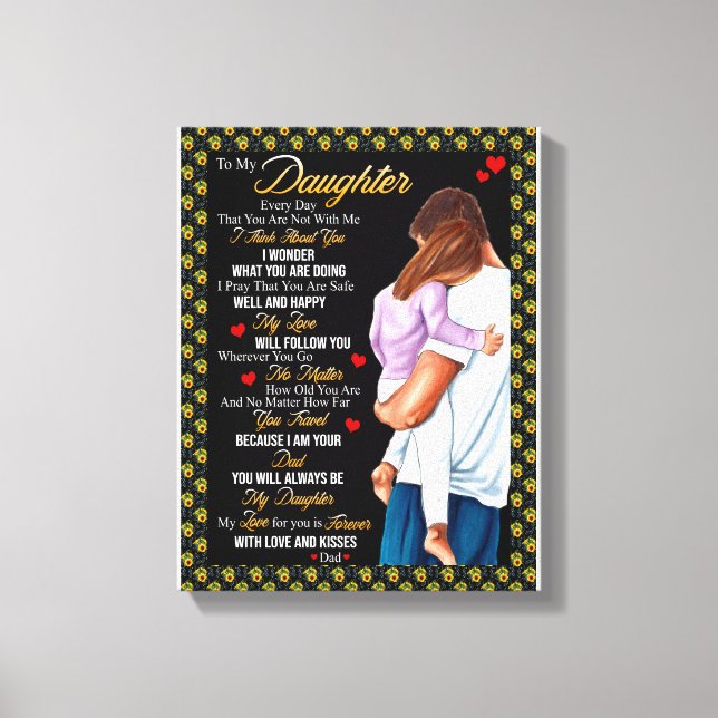 Toile Cadeaux de fille | Lettre À Ma Fille De Papa (Recto)