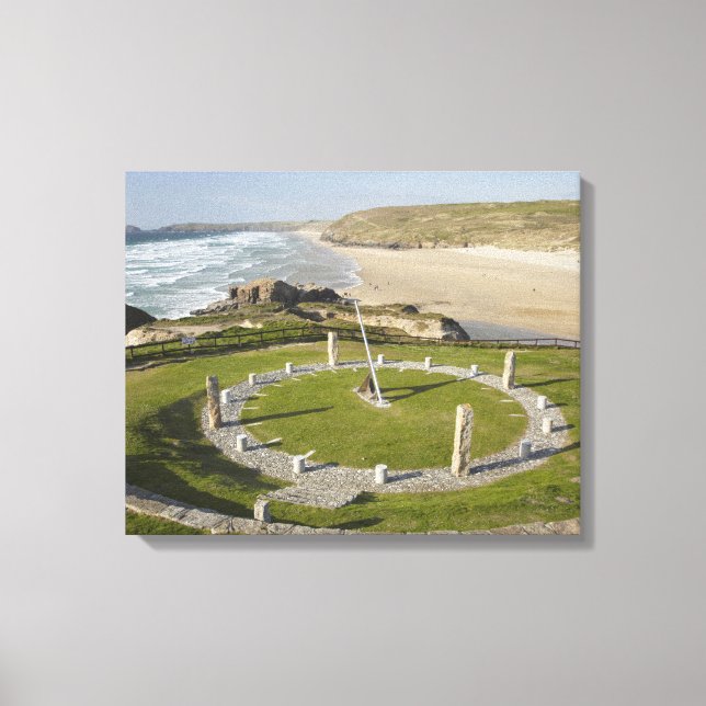 Toile Cadran solaire et Perran Beach, Perranporth, Corno (Recto)