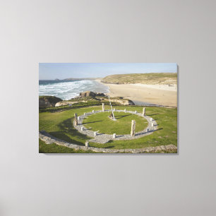 Toile Cadran solaire et Perran Beach, Perranporth, Corno