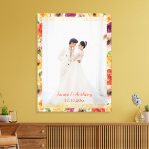Toile Cadre floral chinois couple de mariage photo orien
