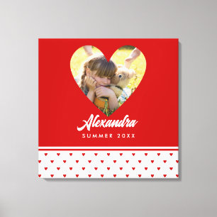 Toile Cadre Moderne Anniversaire Cœur Rouge Photo Person