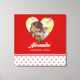 Toile Cadre Moderne Anniversaire Cœur Rouge Photo Person