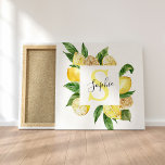 Toile Cadres et Feuilles de citrons jaunes modernes avec<br><div class="desc">Cadres et Feuilles de citrons jaunes modernes avec nom</div>