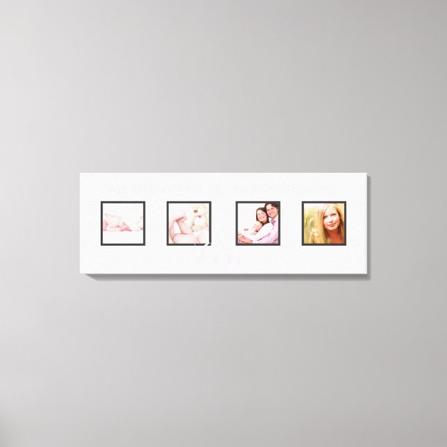 Toile cadres personnalisés 4-Photos DIY fond+police (Recto)