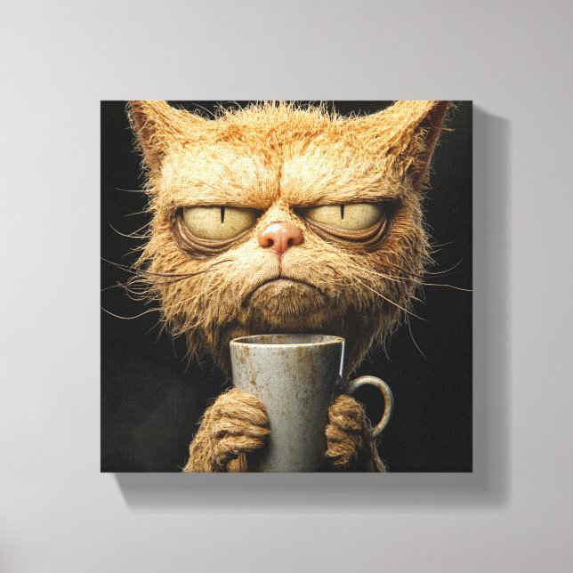 Toile Café du matin du chat grumpy (Recto)
