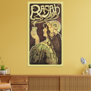 Toile Café Rajah Art Nouveau vintage, femme avec du café