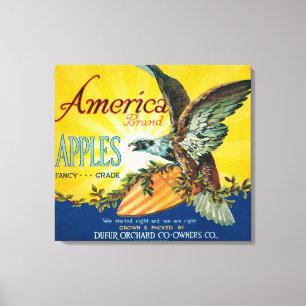 Toile Caisse LabelDufur de l'Amérique Apple, OU