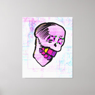 Toile Calavera Crâne Geek NFT Art rose violet