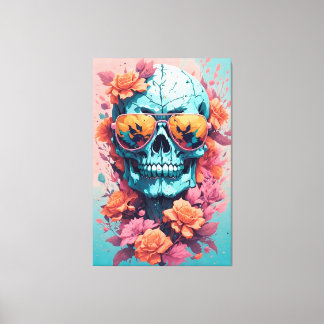 Toile Calavera Floral Colorida