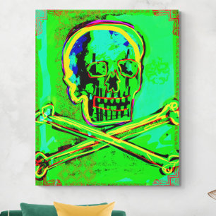 Toile Calavera Skull Geek NFT Art Green Red