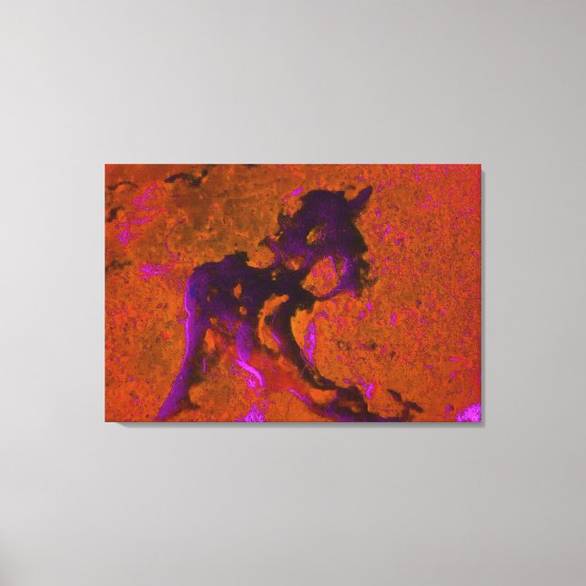 Toile Calcaire Abstrait dans les violets et l'orange brû (Recto)