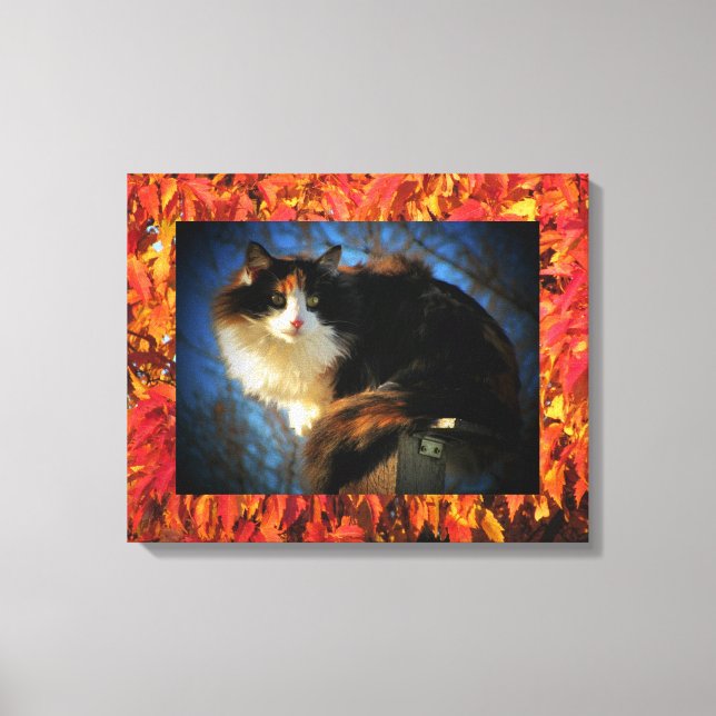 Toile Calico Cat à l'automne (Recto)