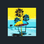 Toile California Beach Pop Art Canvas<br><div class="desc">Découvrez le plaisir et la vitalité d'une plage californienne avec notre superbe peinture pop art sur toile. Avec ses couleurs vives et audacieuses dans les tons bleu et jaune, cette pièce accrocheuse capte l'essence de la plage avec ses parasols ludiques et ses palmiers balançoires. Accrochez-le dans votre salon, votre chambre...</div>
