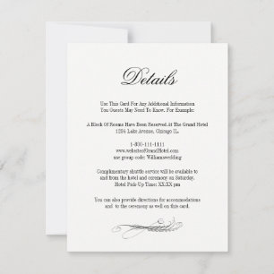 Toile & Calligraphie Détails du Mariage Carte de b
