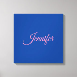 Toile Calligraphie Élégant Rose Bleu Nom Personnalisé