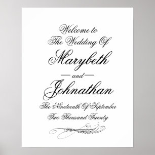 Toile & Calligraphie Mariage Accueil Poster Imprim