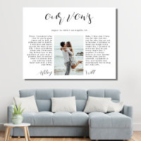 Calligraphie romantique Photo Mariage Vow Keepsaké