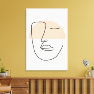 Toile Calme en Ligne – Visage Abstrait Minimaliste