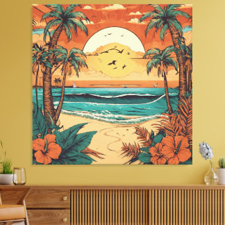 Toile Calme Tropique Rétro
