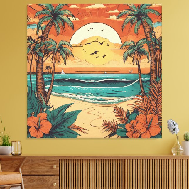 Toile Calme Tropique Rétro (Insitu(Salon))