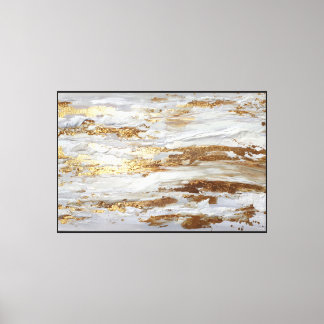 Toile Calques Texturés Blanc, Crème et Or – Art Abstrait
