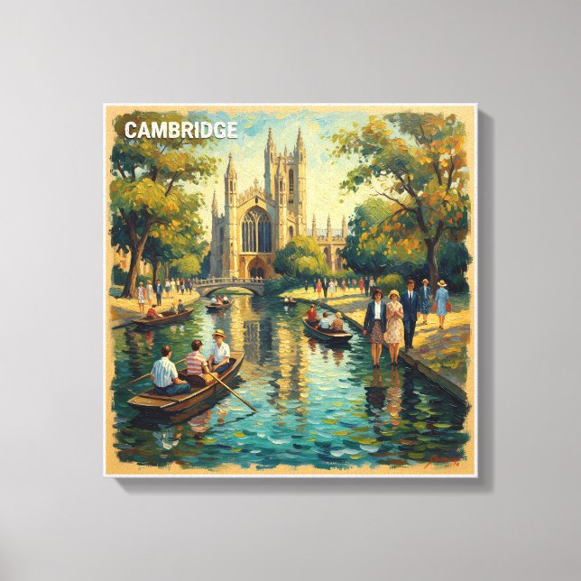 Toile Cambridge England College River Stretched Canvas (Recto)