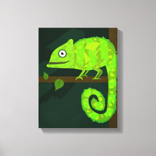 Toile Caméléon mignon vert