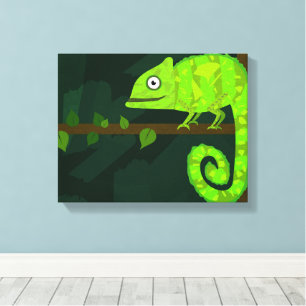 Toile Caméléon mignon vert
