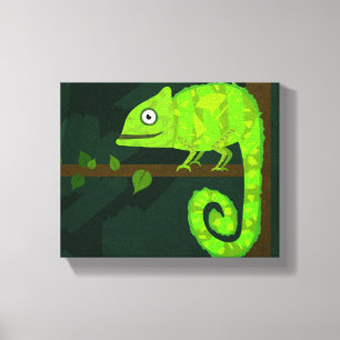 Toile Caméléon mignon vert