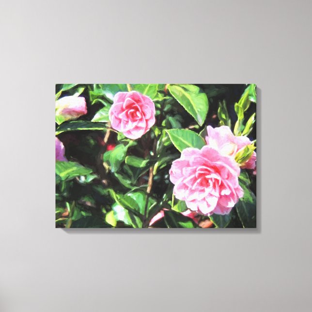 Toile Camellias rose Peinture numérique Peinture murale (Recto)