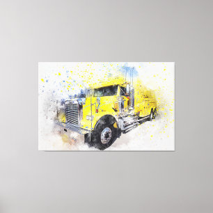 Toile Camion semi-remorque jaune