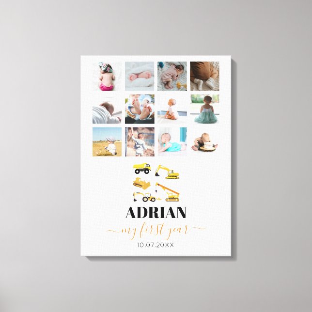 Toile Camions de construction Baby First Year Photo Coll (Recto)