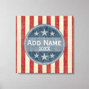 Toile Campagne politique - étoiles vintages et rayures