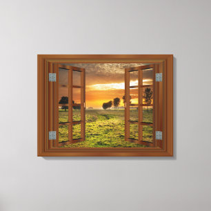 Toile Campagne Twilight Cow Farm USA