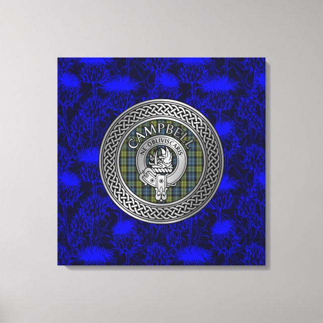 Toile Campbell Crest et Tartan Knot sur Thistle (Recto)