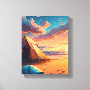 Toile Camping au lever du soleil
