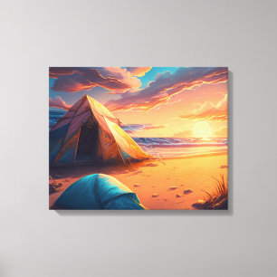 Toile Camping au lever du soleil