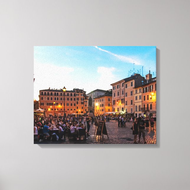 Toile Campo de Fiori, Rome, Italie, au coucher du soleil (Recto)