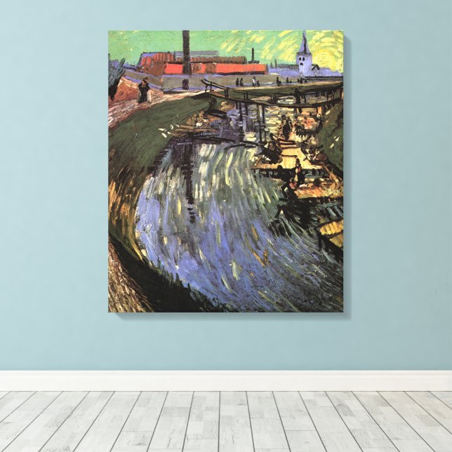 Toile Canal avec femmes Laver par Vincent van Gogh (Insitu (Plancher de Bois))