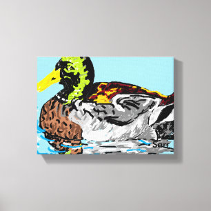 Toile Canard dans un étang /Petit (24,00 po x 16,00 po),