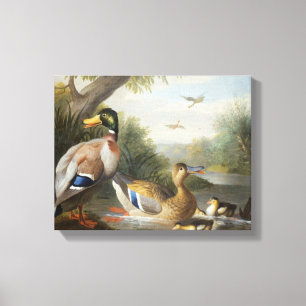 Toile Canards dans un paysage de rivière