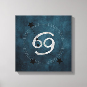 Toile Cancer Crabe turquoise constellation de zodiac arg