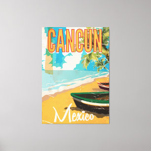 Toile Cancun Mexico Beach Vintage affiche de voyage