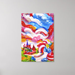 Toile Candyland Wonderland Ciel bleu ciel blanc nuages