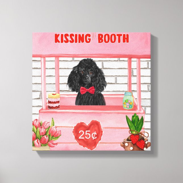 Toile caniche Chien Valentine's Day Kissing Booth (Recto)