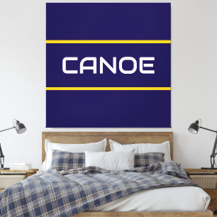 Toile CANOE Texte Blanc Élégant Bandes Orange Bleu Marin
