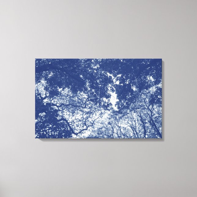 Toile Canopée forestière 02 - Effet Cyanotype (Recto)